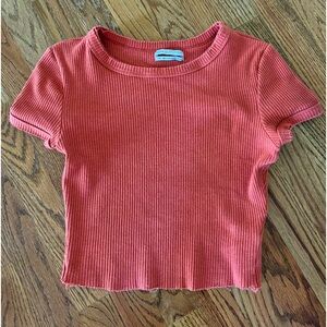 Coral Urban Outfitters Cropped Shirt